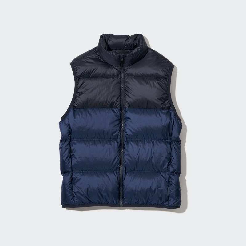 Uniqlo Ultra Light Down Wide Quilt Color Block Vest Heren Bruin | 5378670