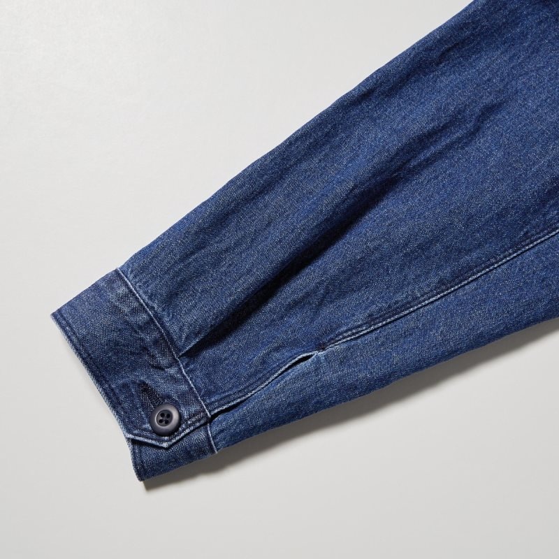 Uniqlo Utility Denim Cotton Linen Jassen Heren Blauw | 1670338