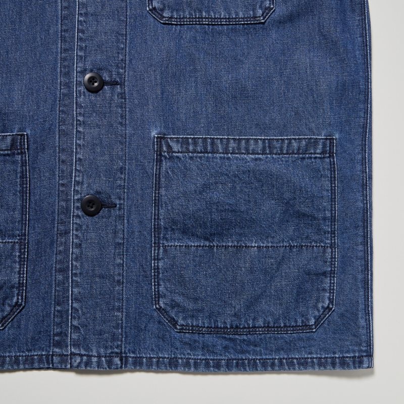 Uniqlo Utility Denim Cotton Linen Jassen Heren Blauw | 1670338