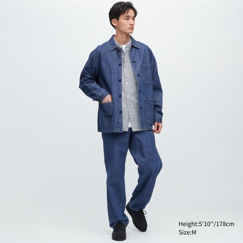 Uniqlo Utility Denim Cotton Linen Jassen Heren Blauw | 1670338