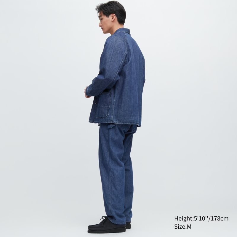 Uniqlo Utility Denim Cotton Linen Jassen Heren Wit | 7879904