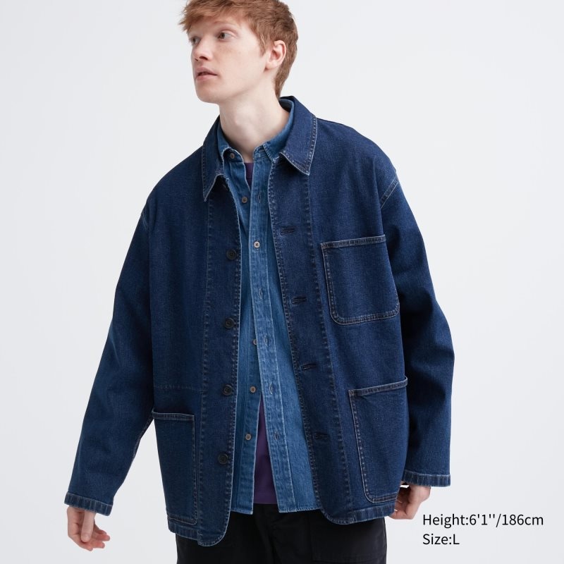 Uniqlo Utility Denim Jassen Heren Blauw | 608711