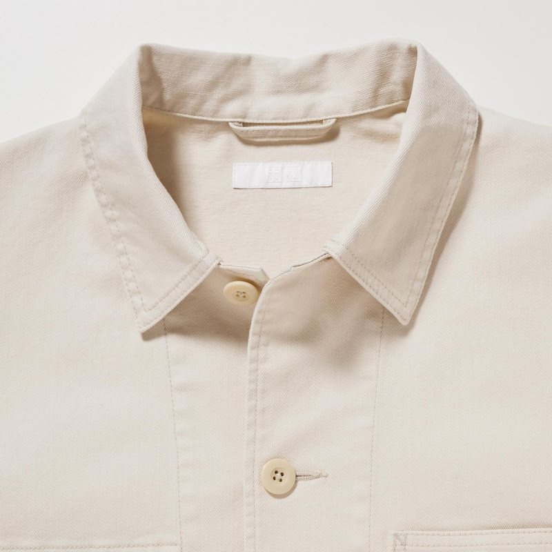 Uniqlo Utility Denim Jassen Heren Wit | 71699
