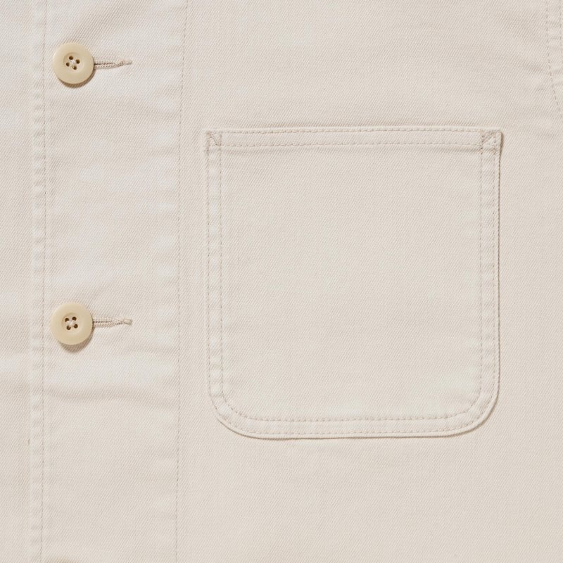 Uniqlo Utility Denim Jassen Heren Wit | 71699