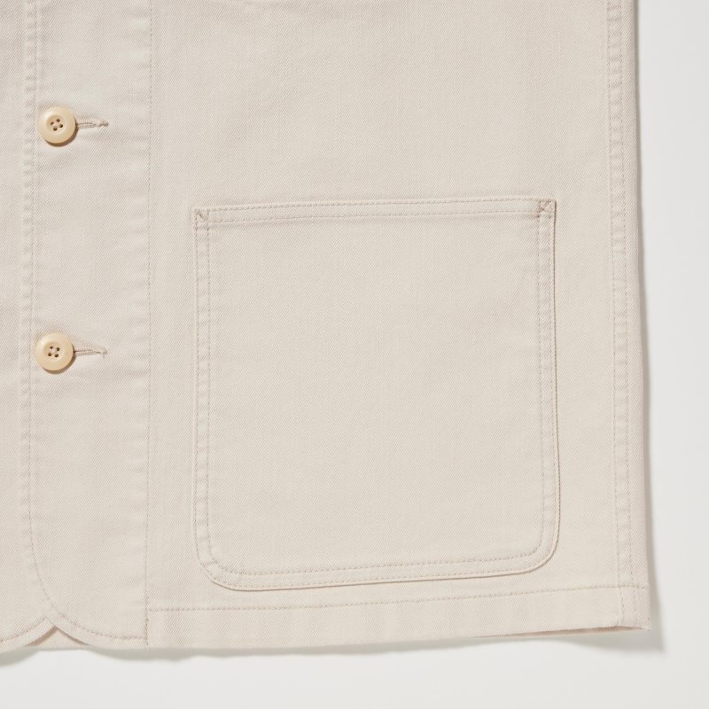 Uniqlo Utility Denim Jassen Heren Wit | 71699