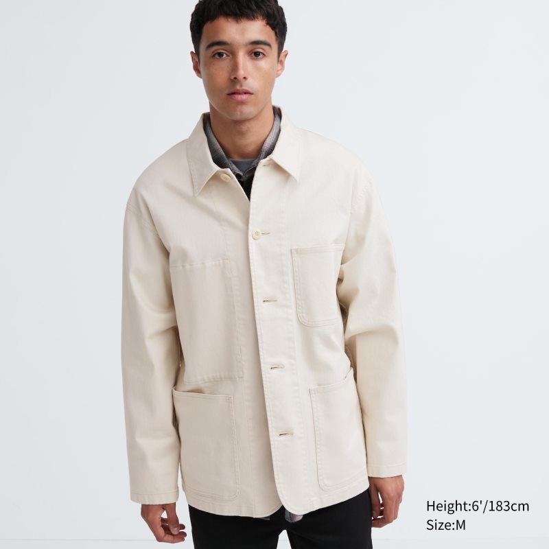 Uniqlo Utility Denim Jassen Heren Wit | 71699