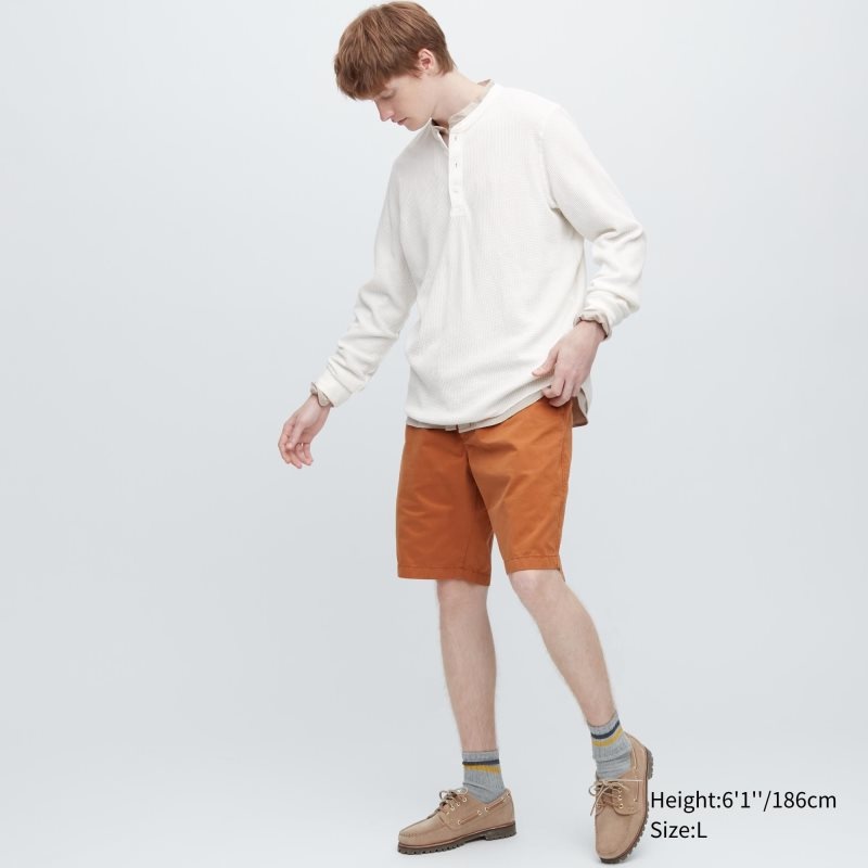 Uniqlo Waffle Long-sleeve Henley T-shirts Heren Wit | 7037596