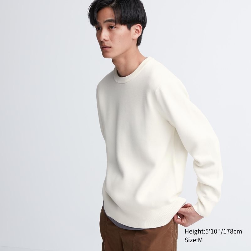 Uniqlo Washable Milano Ribbed Crew Neck Truien Heren Wit | 8141932