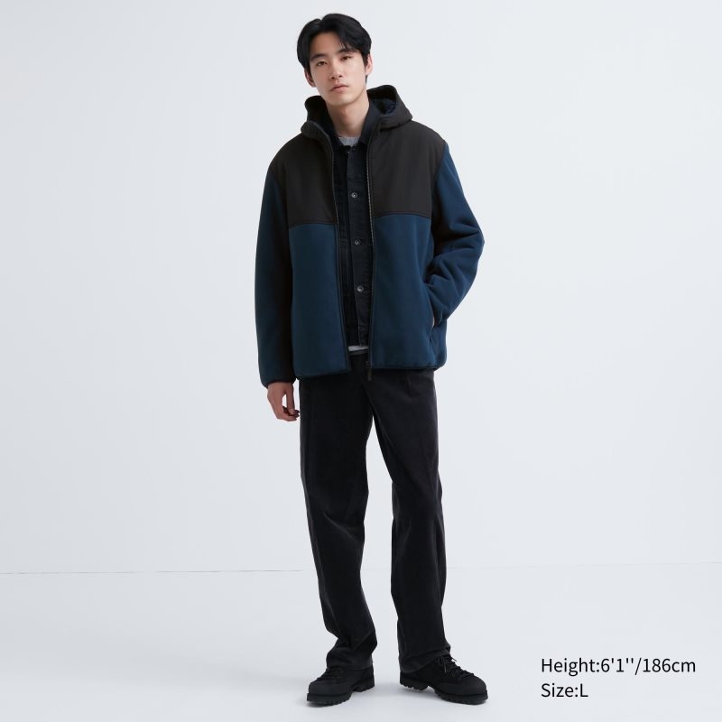Uniqlo Windproof Outer Fleece Full-zip Hoodie Heren Blauw | 5037688