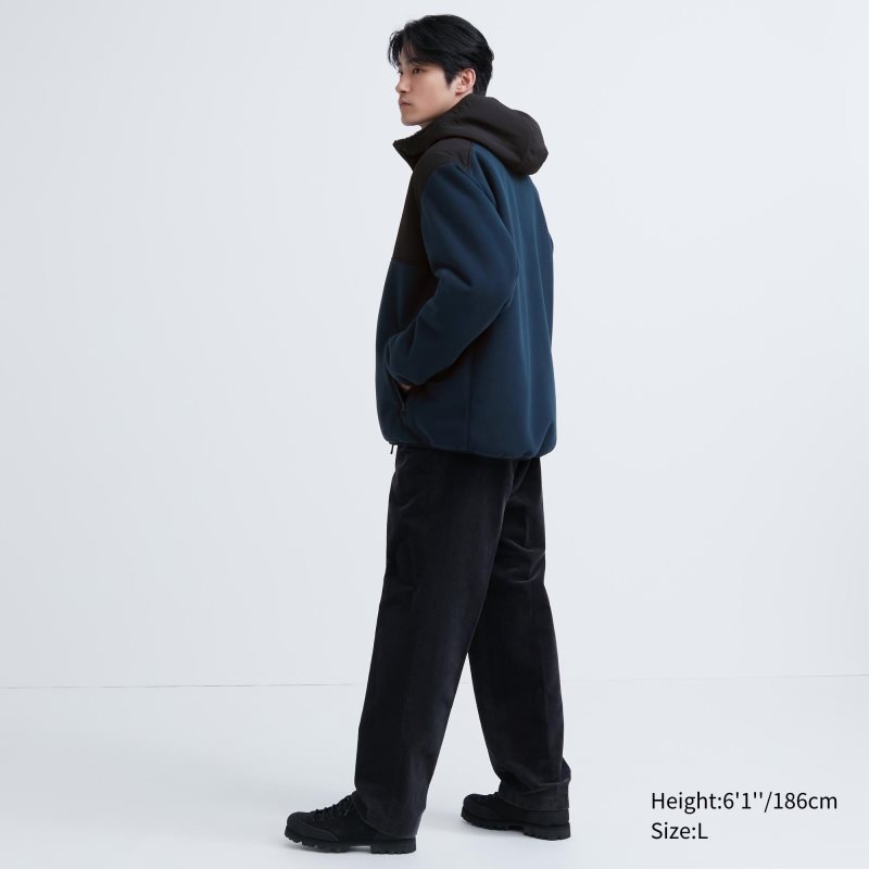 Uniqlo Windproof Outer Fleece Full-zip Hoodie Heren Blauw | 5037688