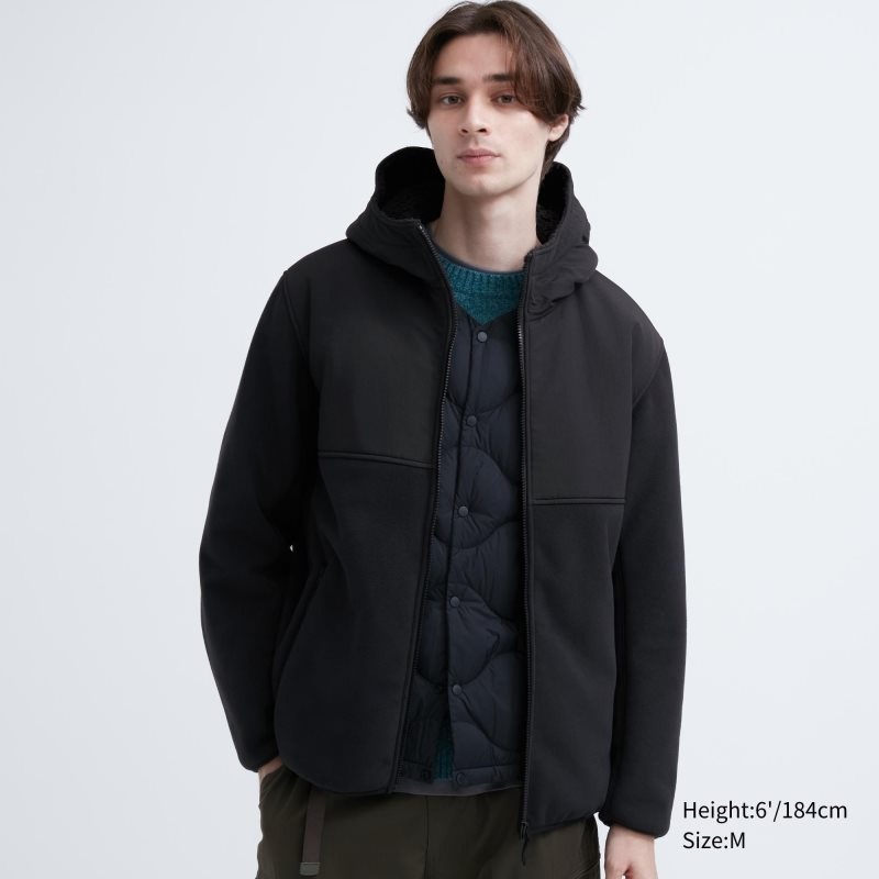 Uniqlo Windproof Outer Fleece Full-zip Hoodie Heren Zwart | 3299450