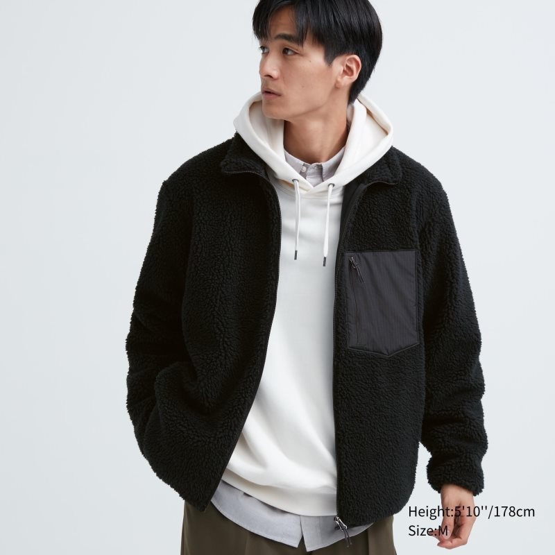 Uniqlo Windproof Outer Fleece Jassen Heren Zwart | 1533668