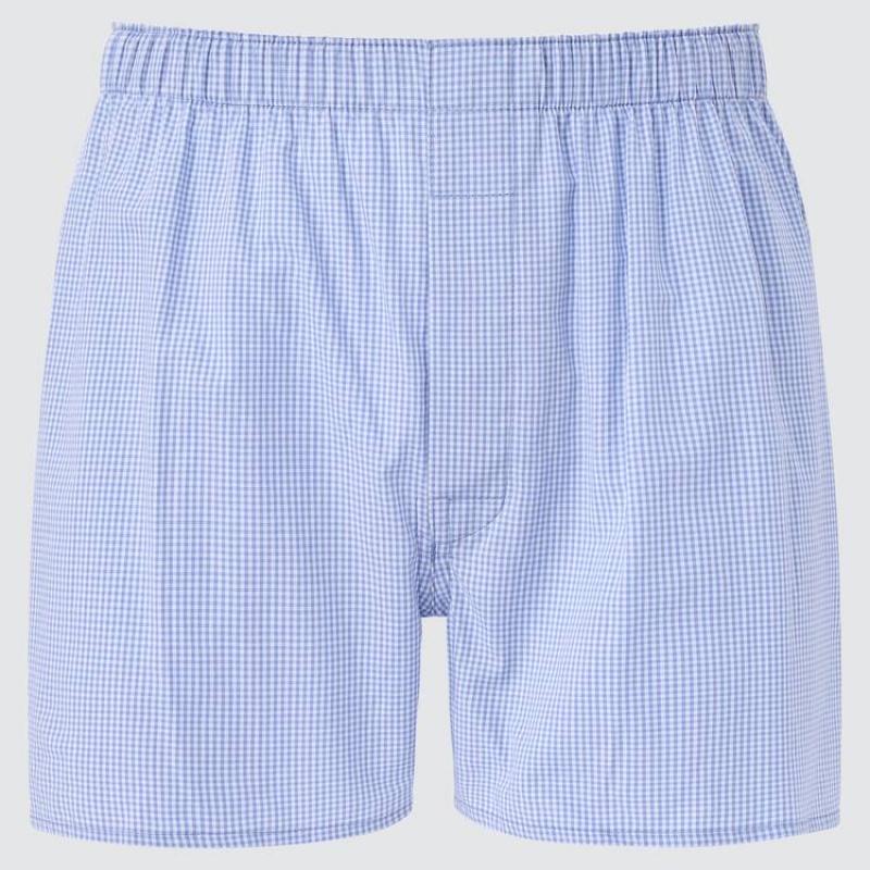 Uniqlo Woven Checked Boxer Ondergoed Heren Blauw | 9813817
