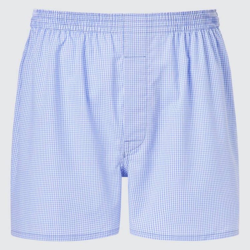 Uniqlo Woven Checked Boxer Ondergoed Heren Blauw | 6433502