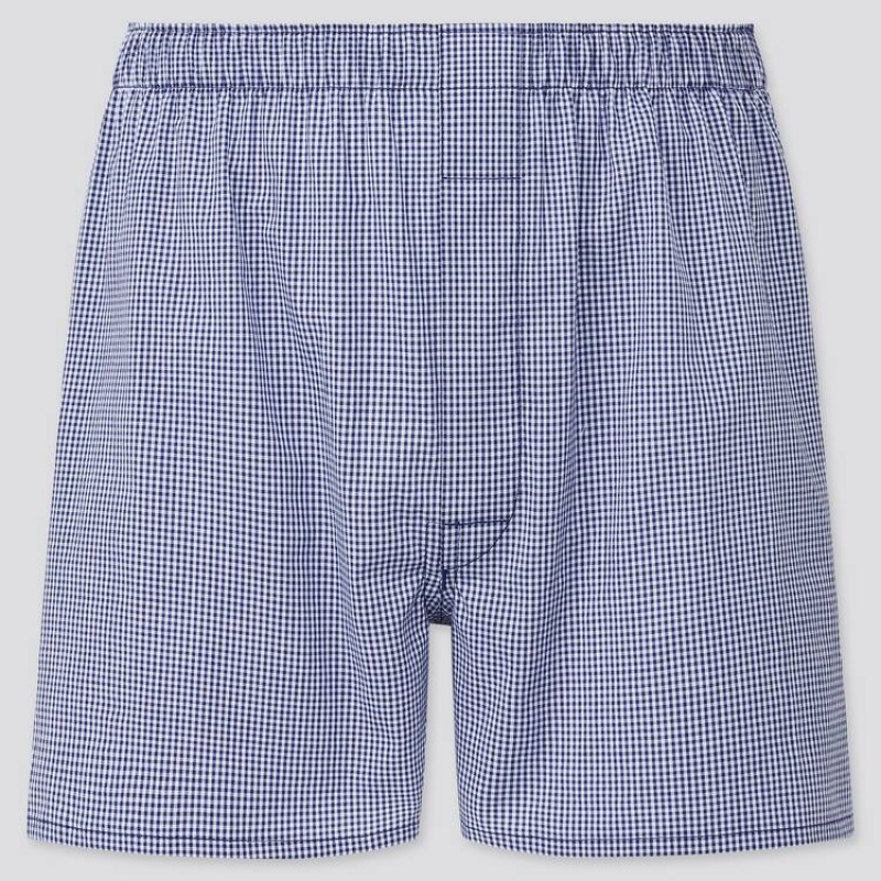 Uniqlo Woven Checked Boxer Ondergoed Heren Donkerblauw | 2878813