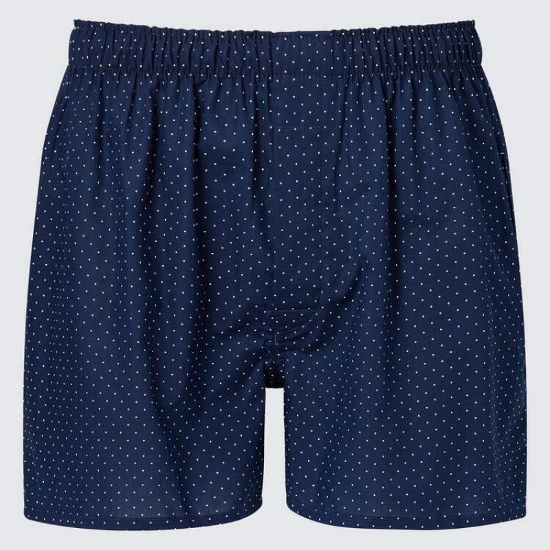 Uniqlo Woven Dotted Print Boxers Ondergoed Heren Donkerblauw | 458522