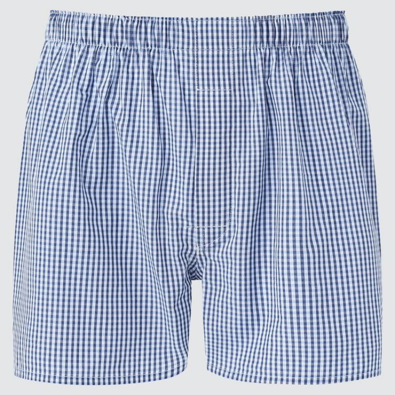 Uniqlo Woven Multicoloured Checked Boxer Ondergoed Heren Blauw | 6351926